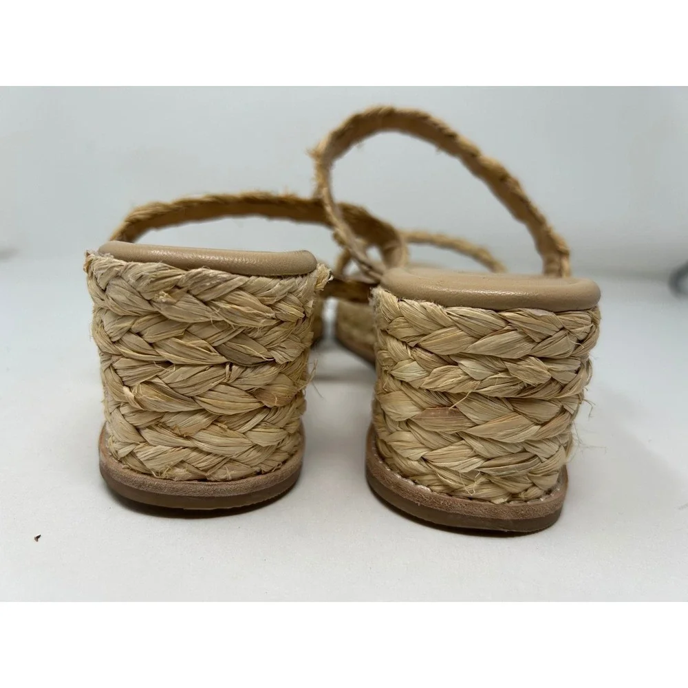 Splendid Diya Tan Braided Raffia Wedge Heel Espadrille Sandals Womens 11 Slip-on